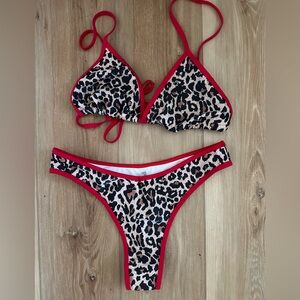Boutique Leopard Print Thong Bikini L